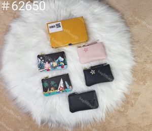 2023 NOVO Designer de luxo Coin Purse Zip Coin carteiras Moda couro forrado com pétalas de Ivienne e bandeira de vela Clássico clipe de dinheiro de Natal M62650