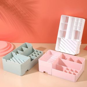 Förvaringslådor Makeup Organiser med spegel för kosmetisk kapacitetslåda Desktop Sundry Multilayer Drawer Container Dammtätbesparande utrymme Bin