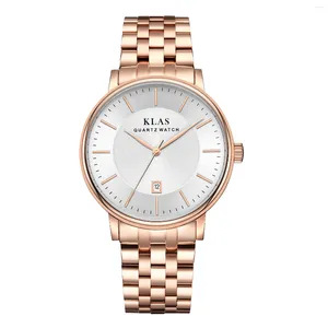 Armbandsur KLAS Watches for Women Luxury rostfritt stål kvarts damer affärsklocka