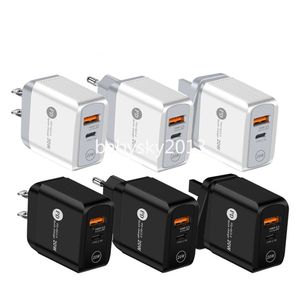 Carga rápida rápida 18W 20W PD USB-C Carregador de parede Portas duplas AC Adaptadores de energia para viagem em casa para iPhone 12 13 14 15 Pro Max Samsung Lg telefone Android PC mp3 B1 com caixa de varejo