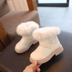 Boots 2023 Solid Color Britain Style Girls Casual Plush Winter Soft Baby Boys Short Snow Kids Toddler Shoes Children