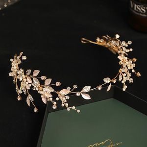 Brincos de colar Set Women Gold Color Handmade Crystal Rhinestone Hair Hoop Jewelry Wedding Véil Acessório VL