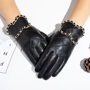 Hochwertige Designer-Handschuhe. Neue High-End-Damen-Winter-Lederhandschuhe. Plüsch-Touchscreen zum Radfahren mit warmen, isolierten Schaffell-Fingerspitzenhandschuhen