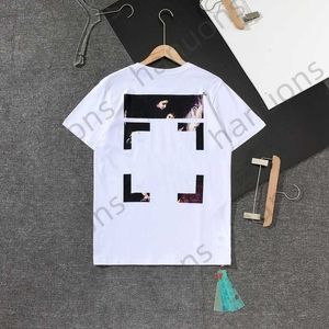 Men's T-shirts Spring Summer New Yellow Bronzing Tape Arrow Warning Line Couple Short Sleeve T-shirt Printed Letter x the Back