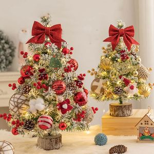 Christmas Decorations 45CM Desktop Xmas Tree Santa Claus DIY Decoration LED Light Ornaments Navidad Years 231110
