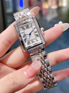 Lüks Watch Womens Watch Square Tank Saatler Tasarımcı Diamond Saatler Premium Kuvars Hareket Paslanmaz Çelik Bilezik Safir Cam Su Geçirmez