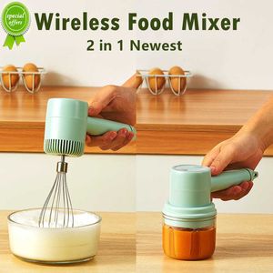 New 2022 New Wireless Portable Electric Food Mixer Hand Blender 3 Speeds High Power Dough Blender Egg Beater Hand Mixer