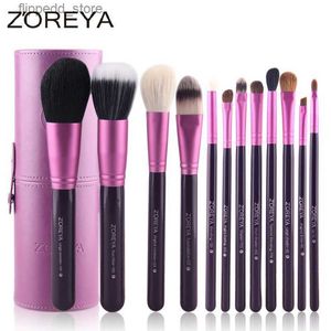 Makeup Brushes Zoreya Brand 12pcs Natural Goat Hair Makeup Brushes Women Professional Cosmetic Tool Make Up Holder Powder Brush Set Animal Wool Q231110