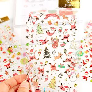 Window Stickers 4st Christmas Snowman Kids Trasparent Glitter SEAL Label Gift Box Bottle Decoration Children Xmas Gifts 231110