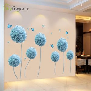 Wall Stickers Creative self-adhesive 3D blue floral wall sticker Home background wall decoration Living room decoration Bedroom decoration sticker 230410