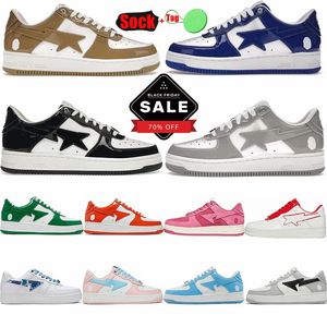 Designer di lusso Sta Scarpe per uomo Donna Moda Pelle verniciata Scarpe da ginnastica grigie Nero Bianco Camo ABC Arancione bapesta Rosa Appartamenti Tacchi Plate-forme Sneakers bapestar