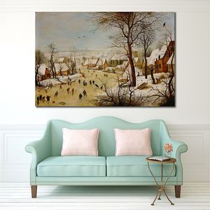Pieter Bruegel Winter Oil Painting Skaters and Bird Trap Landscape Canvas Print for Cozy Living Room Wall Decor