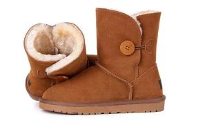 Hot Sell Classic Designer Buttons 158030 Short Girl Women Snow Boot Women Popular äkta läder Snö Keep Warm Boots