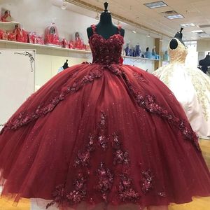 Quinceanera klänningar prinsessan applikationer paljetter älskling spaghetti rem boll klänning med tyll plus size sweet 16 debutante fest födelsedag vestidos de 15 anos 82