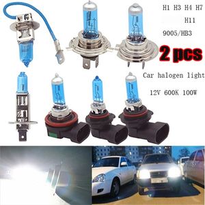 2PCS 100W 6000K Super jasne białe wykończenie lampa halogen lampa halogenowa żarówka Stylowe światła światła mgły H1 H3 H4 H7 H1 HB3 9005