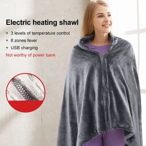 Electric Blanket 3 Heat Controller Coral Flannel Warm Shawl Winter Heated Cape Heating Lap 80150cm 231109