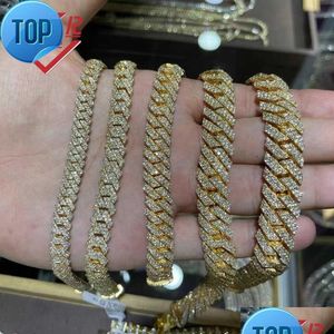 Pendant Necklaces 10Mm 22Inches Mens Real Gold Hip Hop Chains Vvs Moissanite Diamond Chain Prong Set 10K Cuban Link Drop Delivery Je Dh8As