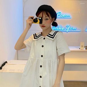 Vestidos casuais verão fofo doce colarinho de colarinho de colarinho praia praia feminina insera menina kawaii ulzzang feminino harajuku punk roupas para