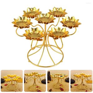 Portacandele Porta bastoncini Candeliere semplice Decorativo in metallo per uso domestico Tealight da tavolo in lega a forma di loto