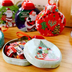 Decorazioni natalizie 1 pz Latta Rotonda Scatola di Caramelle Contenitore di Biscotti Decorazione Appesa Decorazione Regalo Barattolo di Biscotti di Latta