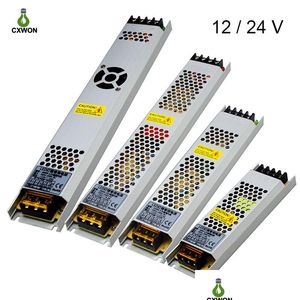 Belysningstransformatorer Tra Thin LED-strömförsörjning DC 12V 24V Belysningstransformatorer 60W 100W 150W 200W 300W 400W 500W AC180-260V DRIVER F DHKRQ