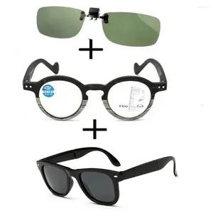 Sonnenbrillen 3 Stück!! Progressive multifokale Fern- und Nahlesebrille für Männer und Frauen, quadratisch, polarisiert, Outdoor-Clip
