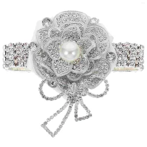 Dekorativa blommor Diamond Wrist Flower Bridesmaid Corsage Prom Rhinestone Rhinestones Wristlet Band