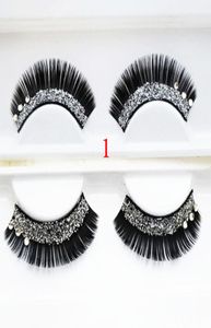 Whole1 Paar Glitzer-Strass-Muster, lang, dick, stilvoll, Party, falsche Wimpern, Wimpern, Make-up Z0672745655
