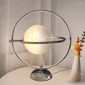 Table Lamps Nordic Chrome Lamp For Bedroom Living Room Glass Ball LED Rotating Desk Light Bedside Decorative