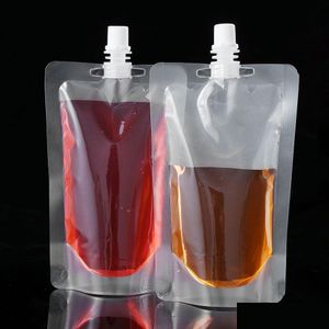 Water Bottles Water Bottles 250Ml Stand-Up Plastic Drink Packaging Bag Spout Pouch For Juice Milk Coffee Beverage Liquid Packing Drop Dhwgt