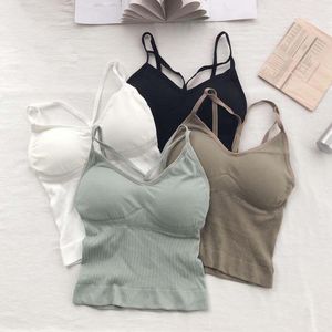 Camisoles Tanks Sexy Spaghetti Bess Women Women Shops Tops с грудным жилетом жилетки Bra Ladies Simple Fashion Wild Push Up Soft V-образное