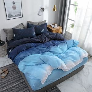 Bedding Sets Starry Night Sky Set Set Moon e Star Pattern Gradient Color Down Down Tampe Campa de Cama Pillow 230410