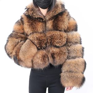 Pelliccia sintetica da donna MAOMAOKONG Naturale Vera pelliccia di procione giacche cappotto con cappuccio Super inverno Moda Lusso di grandi dimensioni Abbigliamento femminile 231109