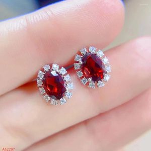 Stud Earrings Natural Jewelry 925 Sterling Silver Garnet For Women Party Birthday Got Engaged Marry Gift Year Valentine