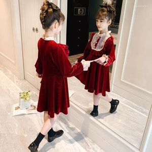 Mädchen Kleider Winter Korea Samt Warme Spitze Blume Online Schichten Baby Prinzessin Kleid Geburtstag Geschenk