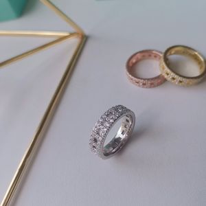 Echtes Silber 18 Karat Gold Steine Überzug breite Hochzeit Verlobungsringe für Frauen Luxus ausgehöhlt Diamant Größe 7 8 9 Männer Weihnachtsfeier Geschenke Mädchen Brautmutter