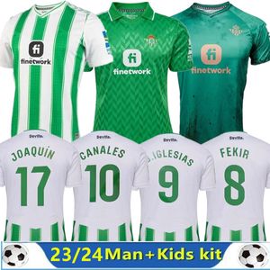 23 24 Real Betis 남자 축구 유니폼 홈 4rd Joaquin B.Iglesias 축구 셔츠 Canales Fekir 2023 2024 지속 가능성 특수 축구 셔츠 코파 최종 챔피언