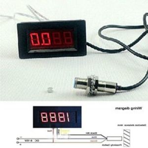 Circuiti integrati LED digitale Punch Contagiri Velocità RPM Tester da pannello 4 cifre 9999 RPM Tachimetro Hall Sensore di prossimità magnete 12v 24v Hndp