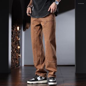 Pantaloni da uomo Jeans larghi da uomo larghi in cotone marrone Pantaloni estivi casual in denim larghi CP2272
