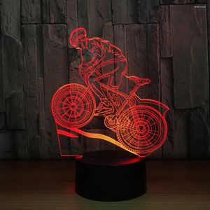 Night Lights Mountain Bike Rider 3D Light 7 kolorów Zmiana LED biurka Lampa stołowa Illusion Fani Sports Prezent dla dzieci dzieci GX429