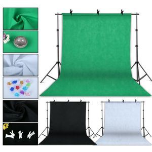 Freeshipping Photo Studio Lighting Kit 2x3m Bakgrundsram med 3st Bakgrund Fotografering Ljus Softbox Reflect Paraply Stativ Stand OQJA