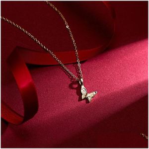 Pendant Necklaces 50Pcs/Box Delicate Butterfly Charm Necklace With Diamond Tassel Chain Maam Wholesale Zhang Drop Delivery Je Dhgarden Dhnbq