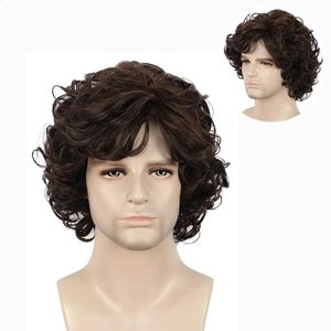 Parrucche Cosplay Gres Uomo Parrucca corta ondulata marrone Costume cosplay di Halloween Parrucche sintetiche per capelli Fibra ad alta temperatura realizzata a macchina 231109