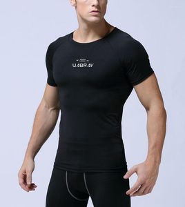 Men's T Shirts JS9915J-Workout Fitness Men Short Sleeve Shirt Thermal Muscle Bodybuilding Wear Compression Elastic Slim Exercise Clothing