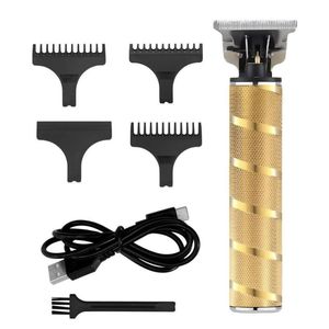 Aparador de cabelo usb profissional lcd máquina de cortar barba elétrica sem fio requintado gravura barbeiro ferramenta corte penteado ikpkv