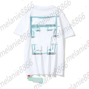 2023 Primavera Summer Novos camisetas masculinas Moda Br Blue Marker Padrão de desenho de manga curta e camiseta feminina branca