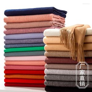 Scarves Wool Scarf For Women Thick Warm Long Beige Ladies Winter Pure Shawls Wraps Foulard Femme Cashmere