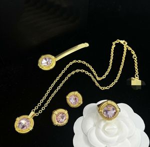 Luxury Designed purple Crystal Pendant Necklaces Bracelet Earring Rings Banshee Medusa Head Portrait 18K Gold Plated Women Jewelry Gifts MS14 --306