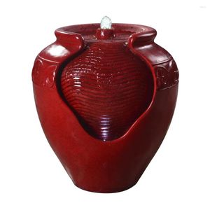 Garden Decorations Teamson Home Outdoor Glazed Pot Floor Fountain With LED Lights Red