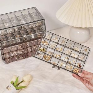 Schmuckbeutel, modische dreilagige Box, transparent, schwarz, große Kapazität, Kunststoff-Aufbewahrung, Schmuck-Organizer für Damen